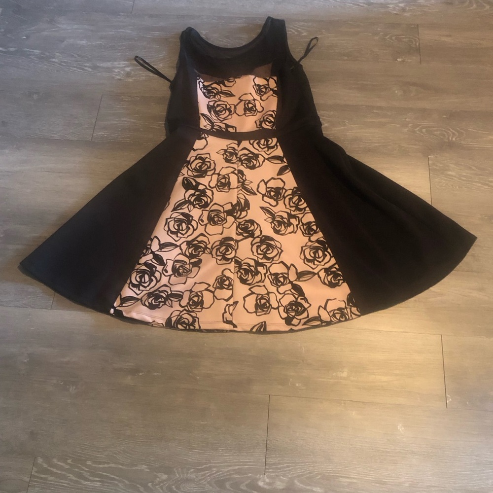 Enfocus Studio Black and peach Fit and Flare Dress